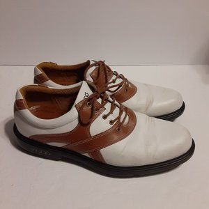 ECCO Men's Premiere Soft Spike Golf Shoes White/Brown Leather Size 44 US 10-10.5